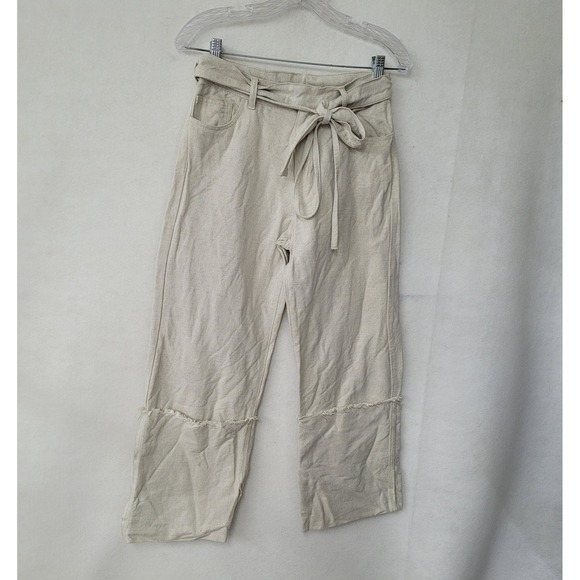 Marques Almeida Women 8 Cream Roll Up Trousers With Built In Belt Trendy Stylish - Picture 1 of 9
